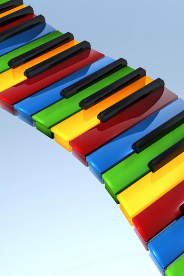 Радужная изогнутая клавиатура пианино