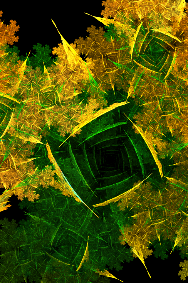 Абстрактный желто зеленый рисунок на черном фоне