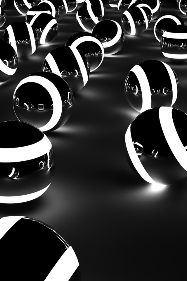 Black and white balloons 3D graphics