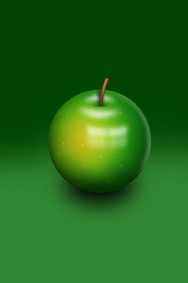 Зеленое яблоко на зеленом фоне 3D графика 