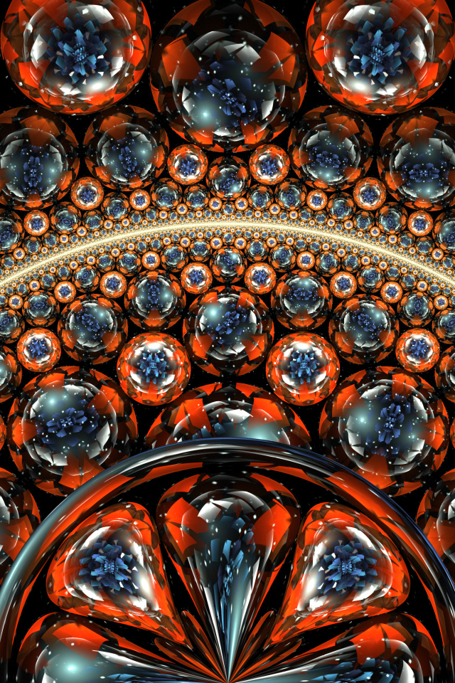 Multi-colored spheres, fractal pattern