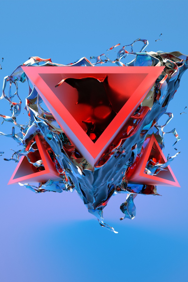 The triangle is destroyed in part on a blue background