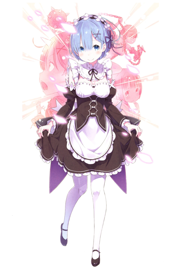 Girl in uniform on white background, anime Life in Alternative World From Zero
