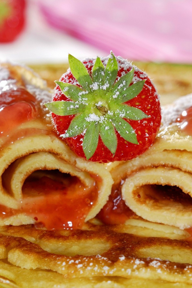 Pancakes with jam and strawberries Pancake