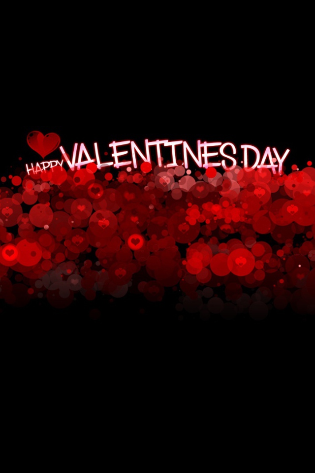 Сердечки и надпись с Днем Святого Валентина на черном фоне 