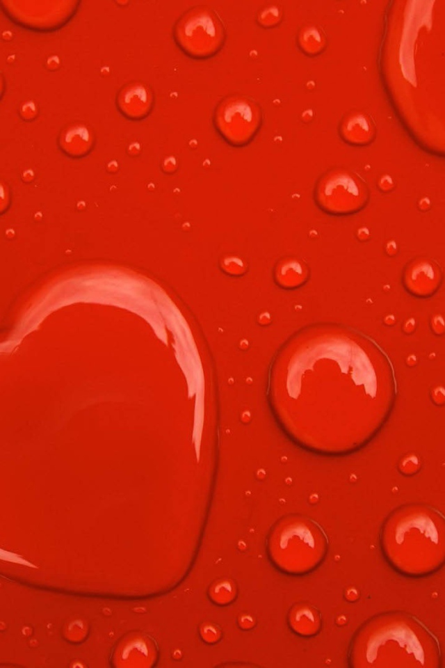 A drop of water in a heart shape