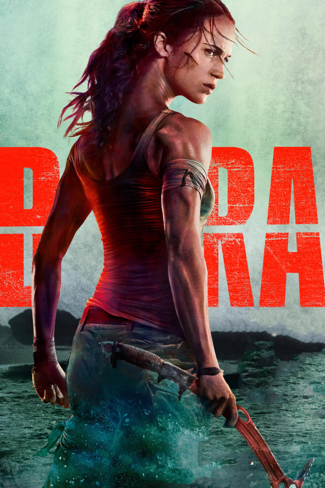 Logo of the new film Tomb Raider. Lara Croft, 2018