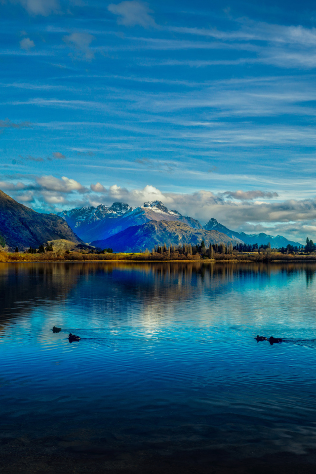 Вид на горы и озеро Хайес, Новая Зеландия