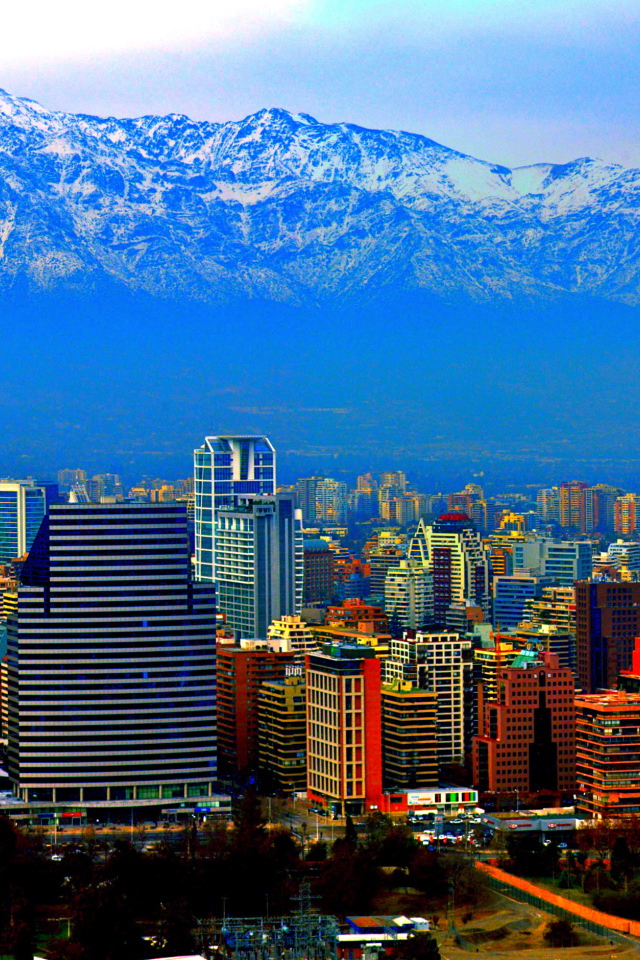Панорама города Сантьяго, Чили 