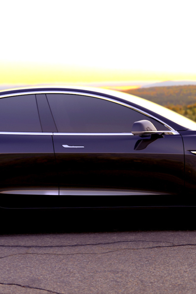 Black electric Tesla Model-March 2017