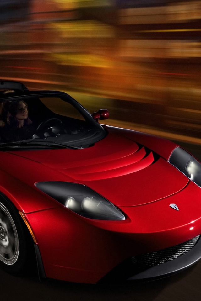 Tesla Roadster electric sports car on the road