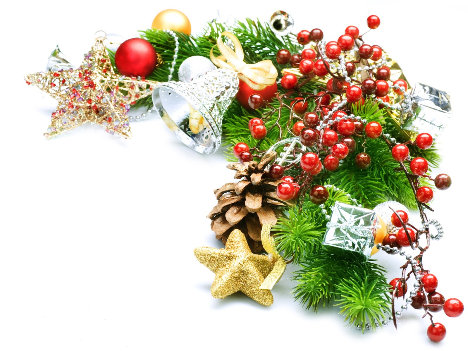 Decorated Christmas tree branch on Christmas wallpapers and images