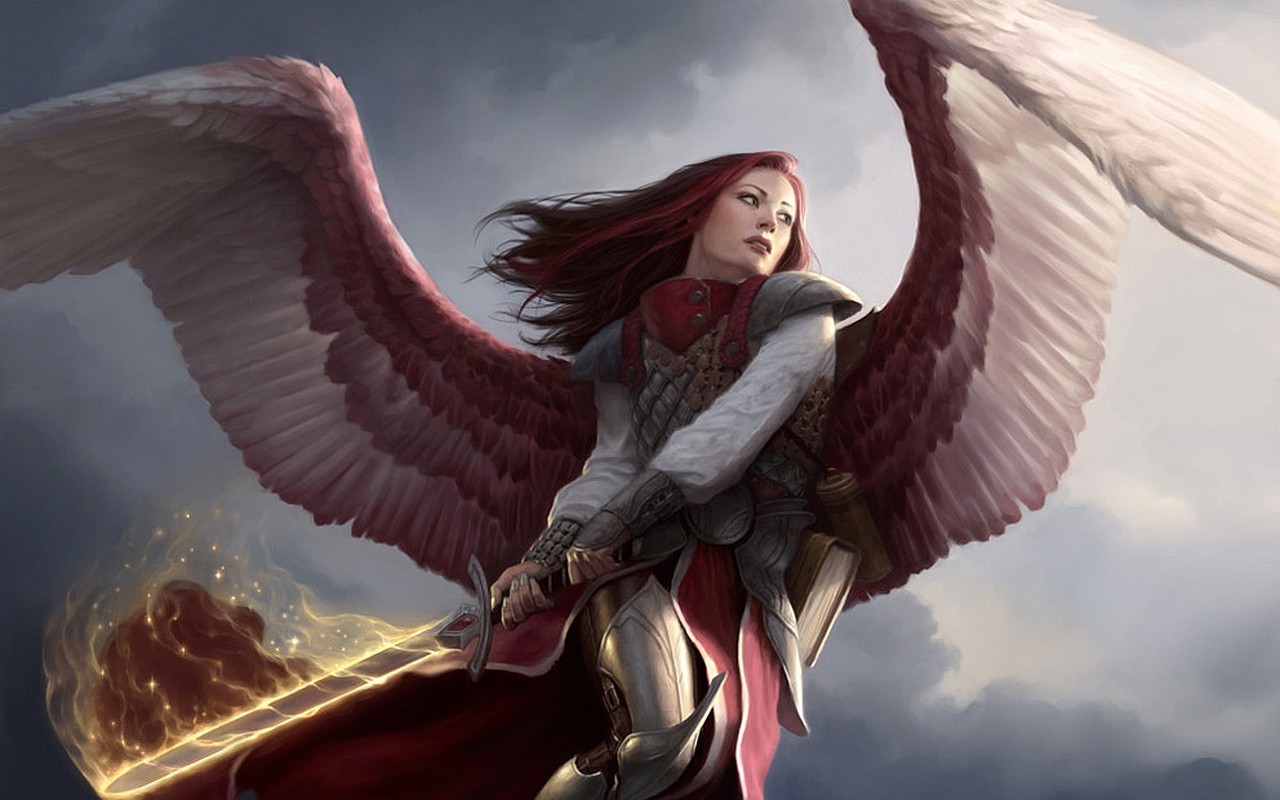 An angel with a sword wallpapers and images - wallpapers, pictures, photos