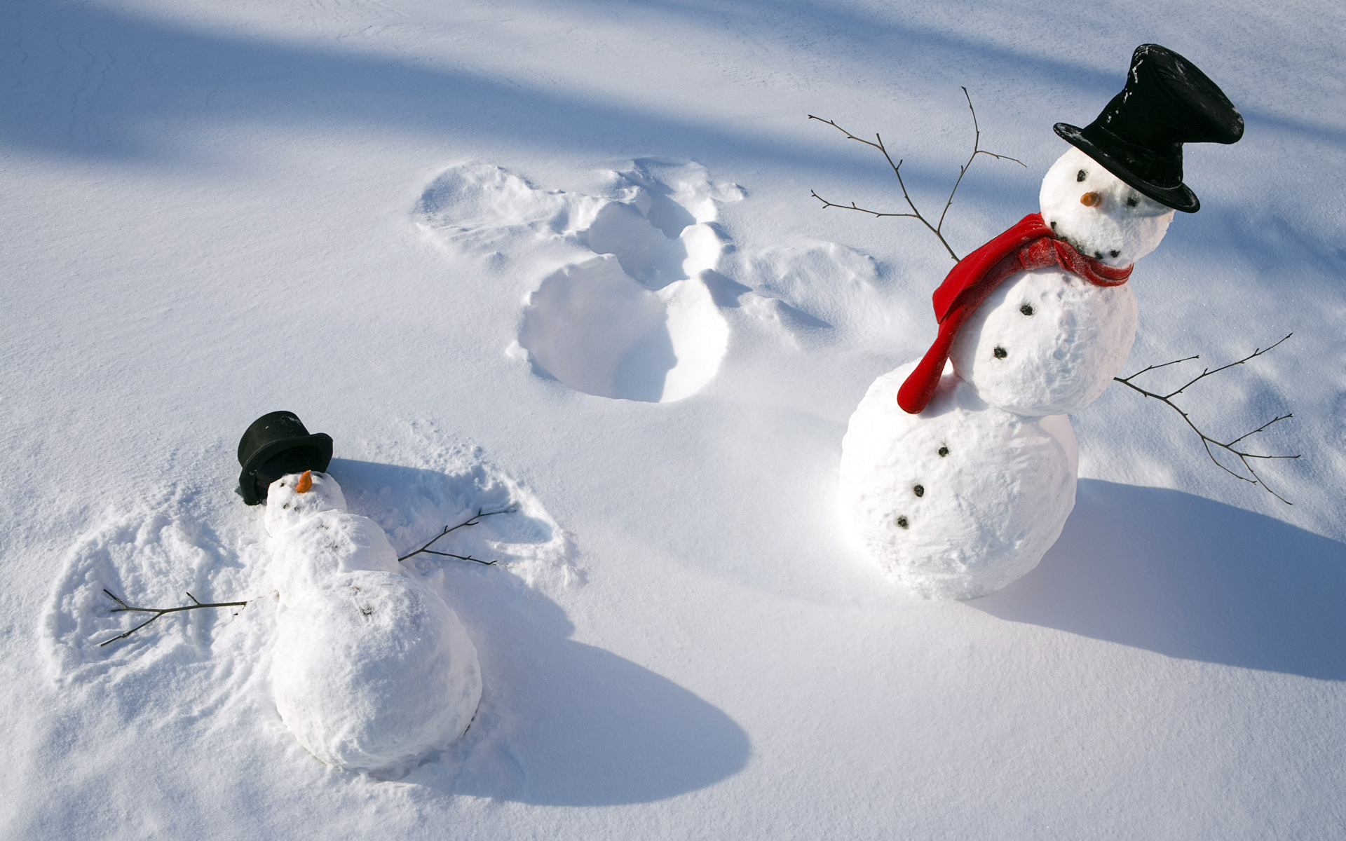 Snow, jest, scarf, snowman, cap wallpapers and images - wallpapers