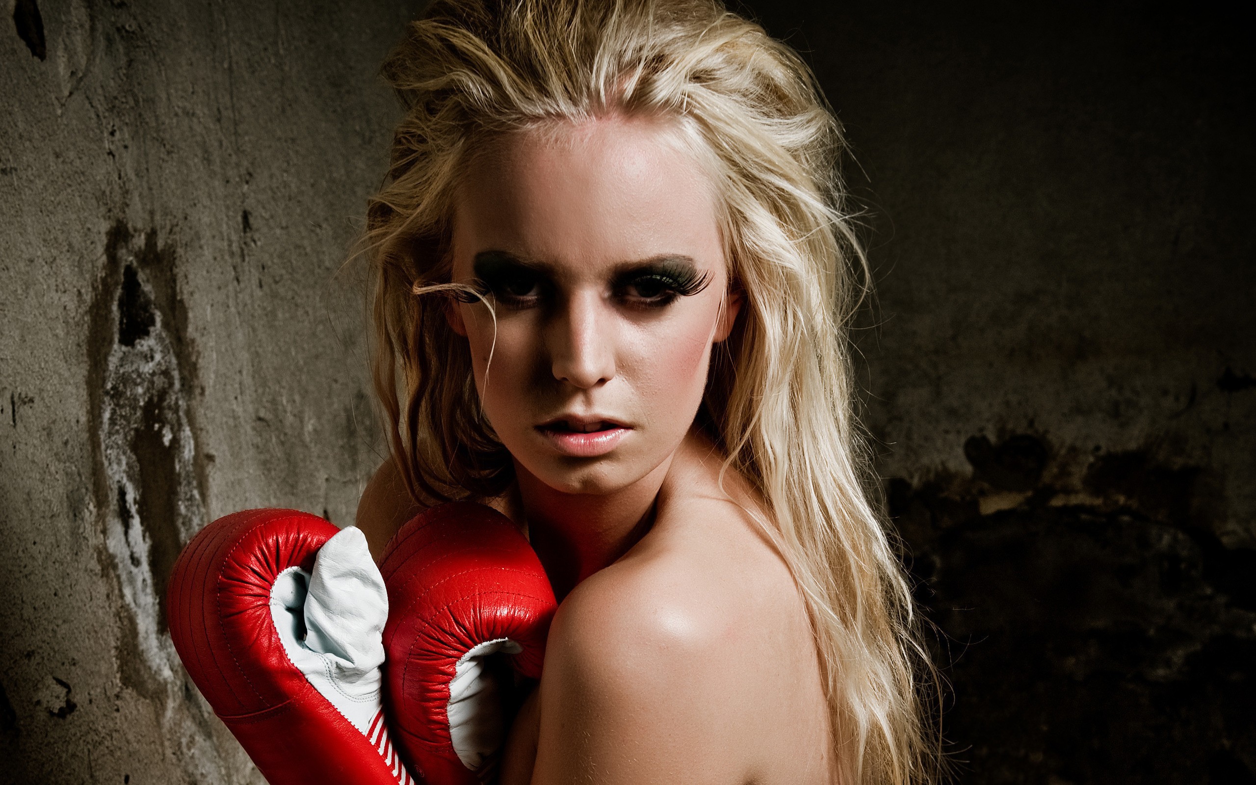 Sports girl with boxing gloves