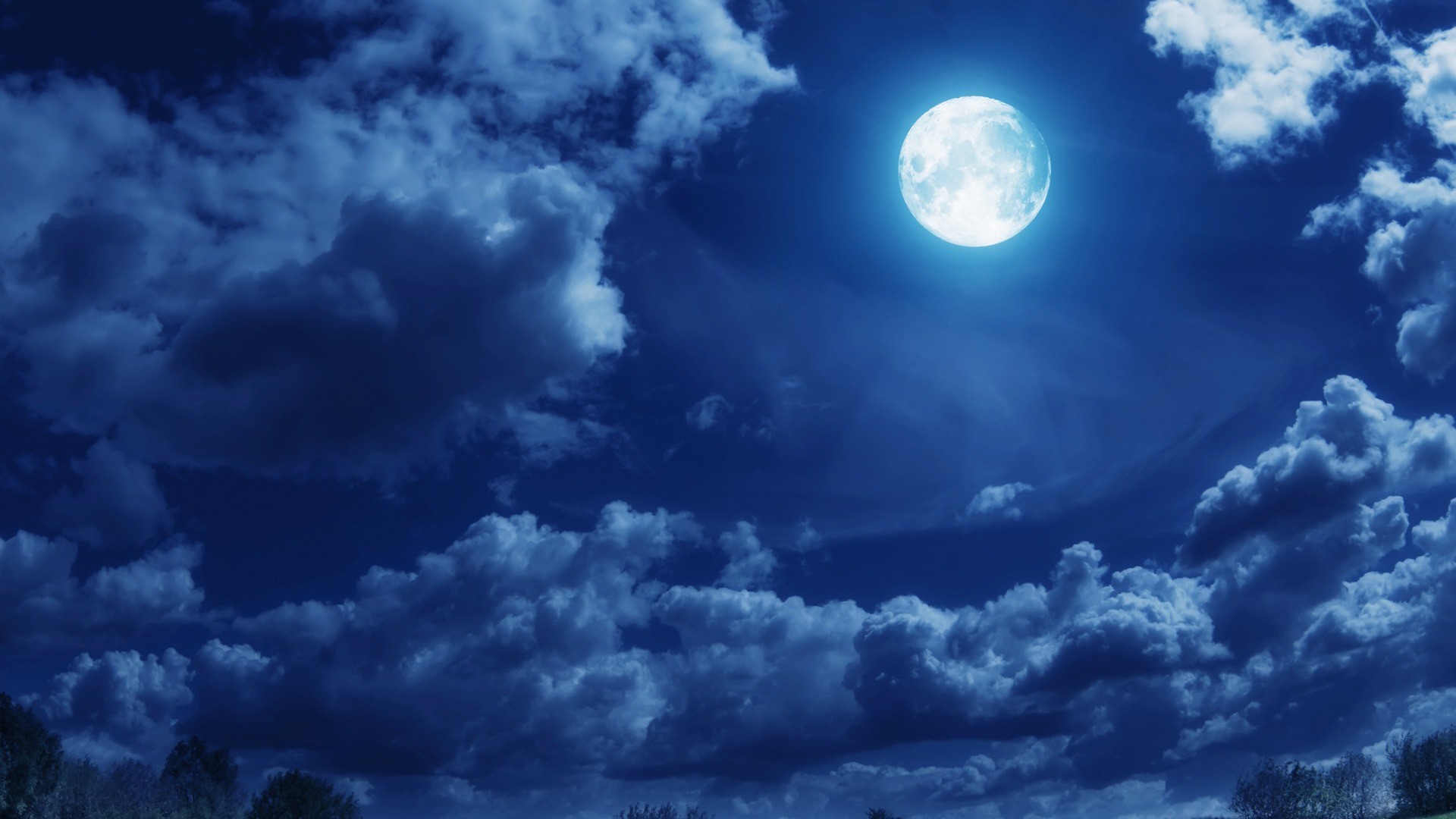 Clouds in the moonlit night wallpapers and images - wallpapers