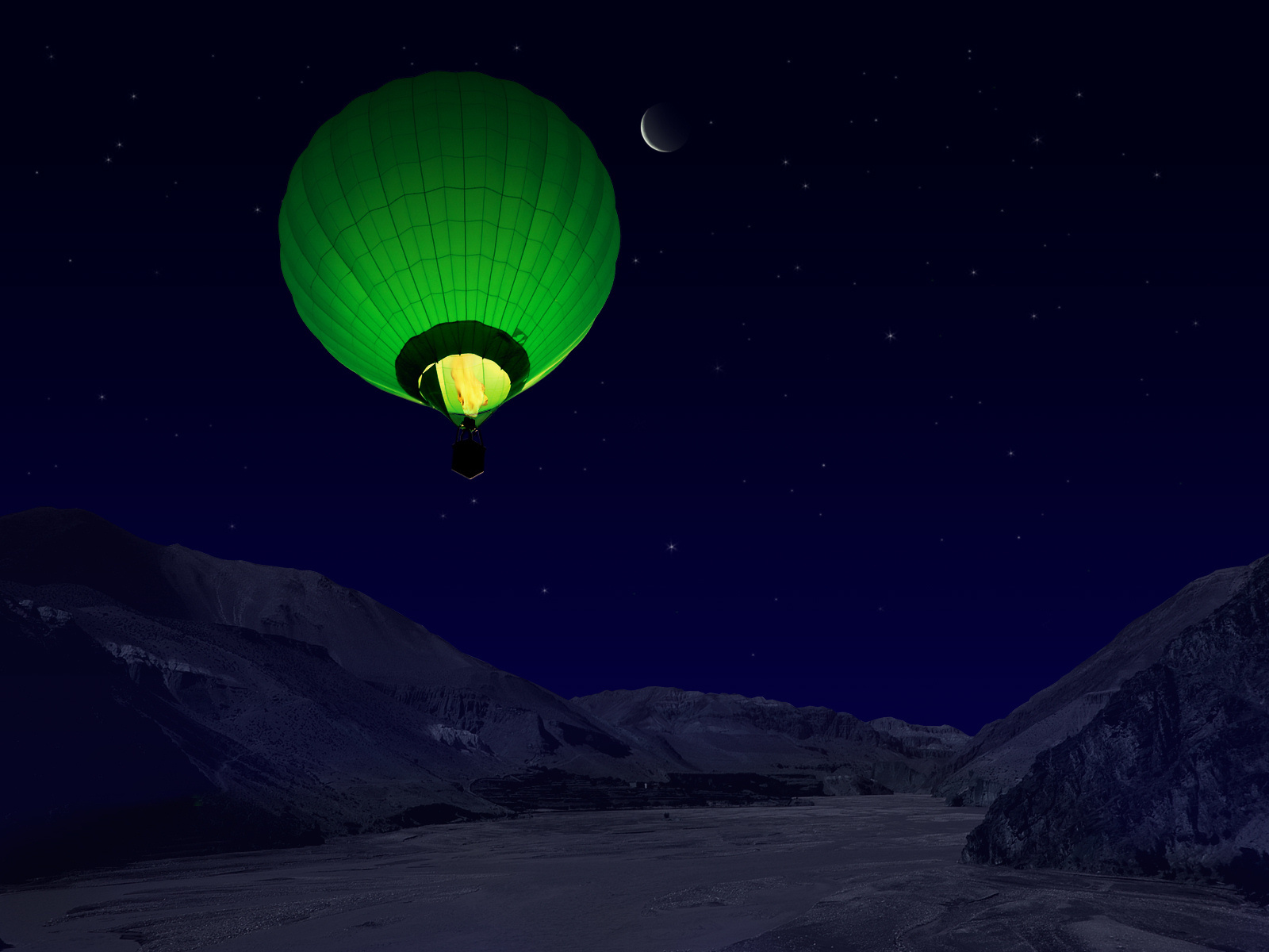 Night flying in a hot air balloon wallpapers and images wallpapers