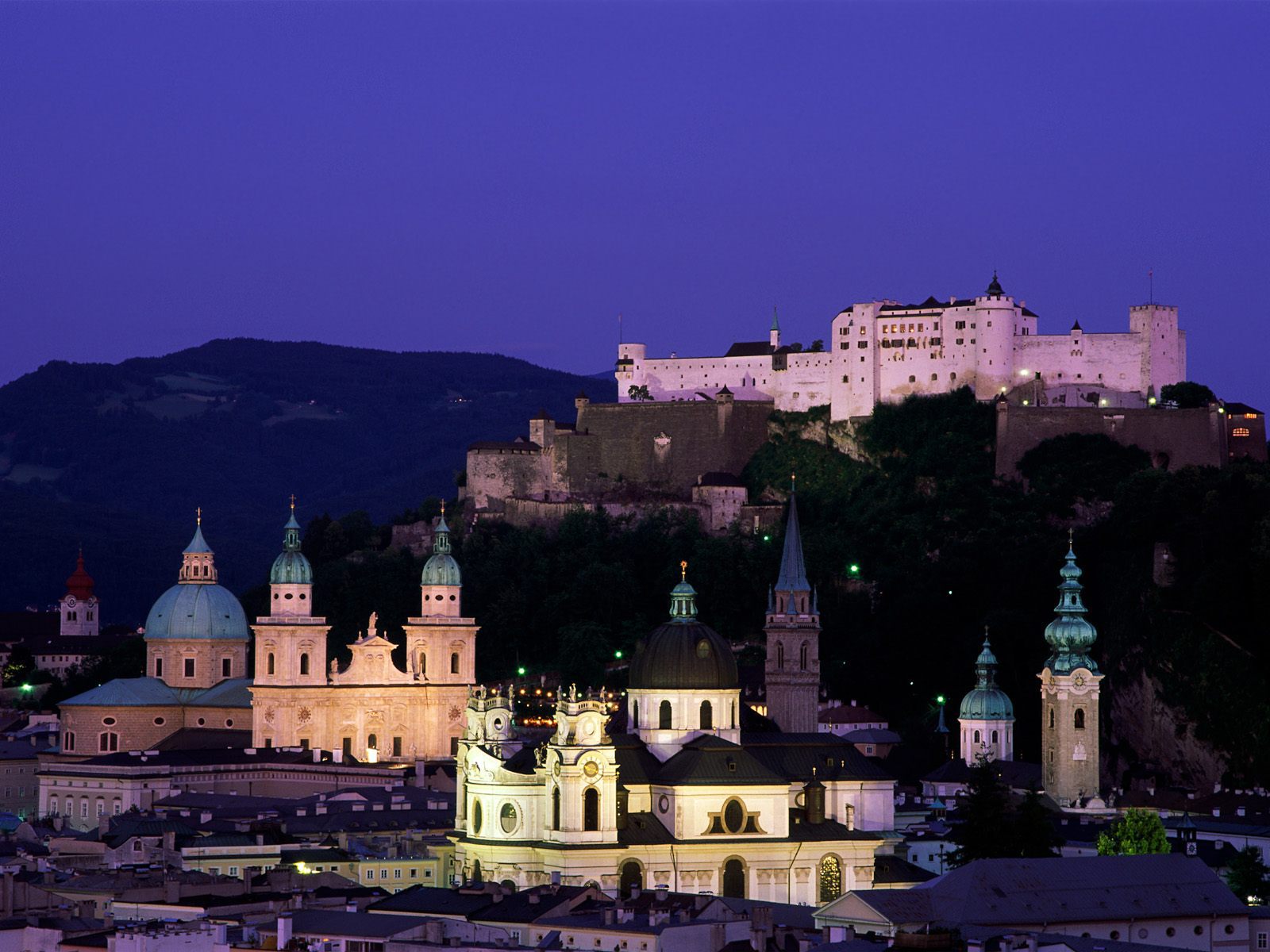 Night lights of in Salzburg, Austria wallpapers and images - wallpapers