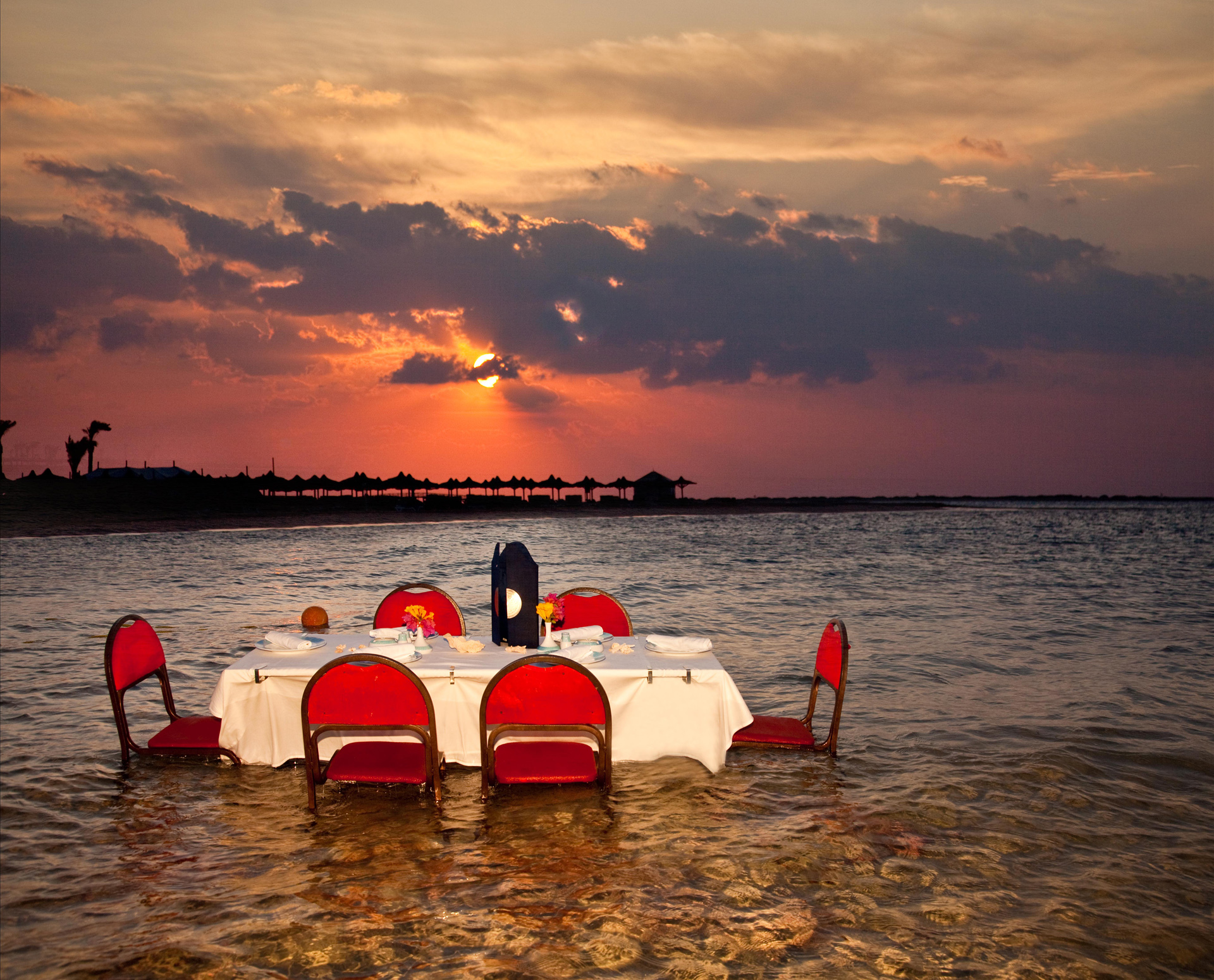 Sunset on the coast in the resort of Hurghada, Egypt wallpapers and