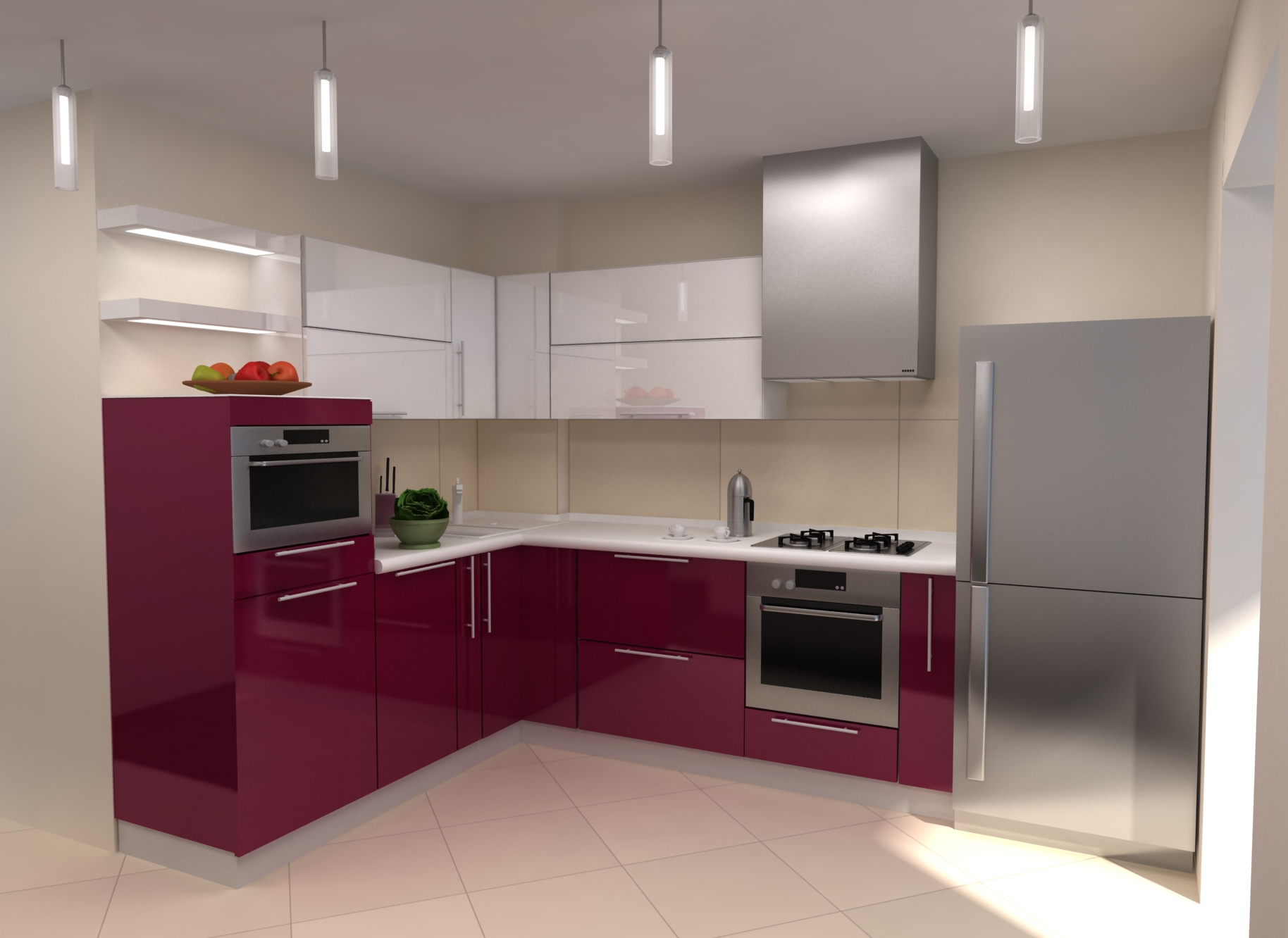 Maroon trim kitchen wallpapers and images - wallpapers, pictures, photos