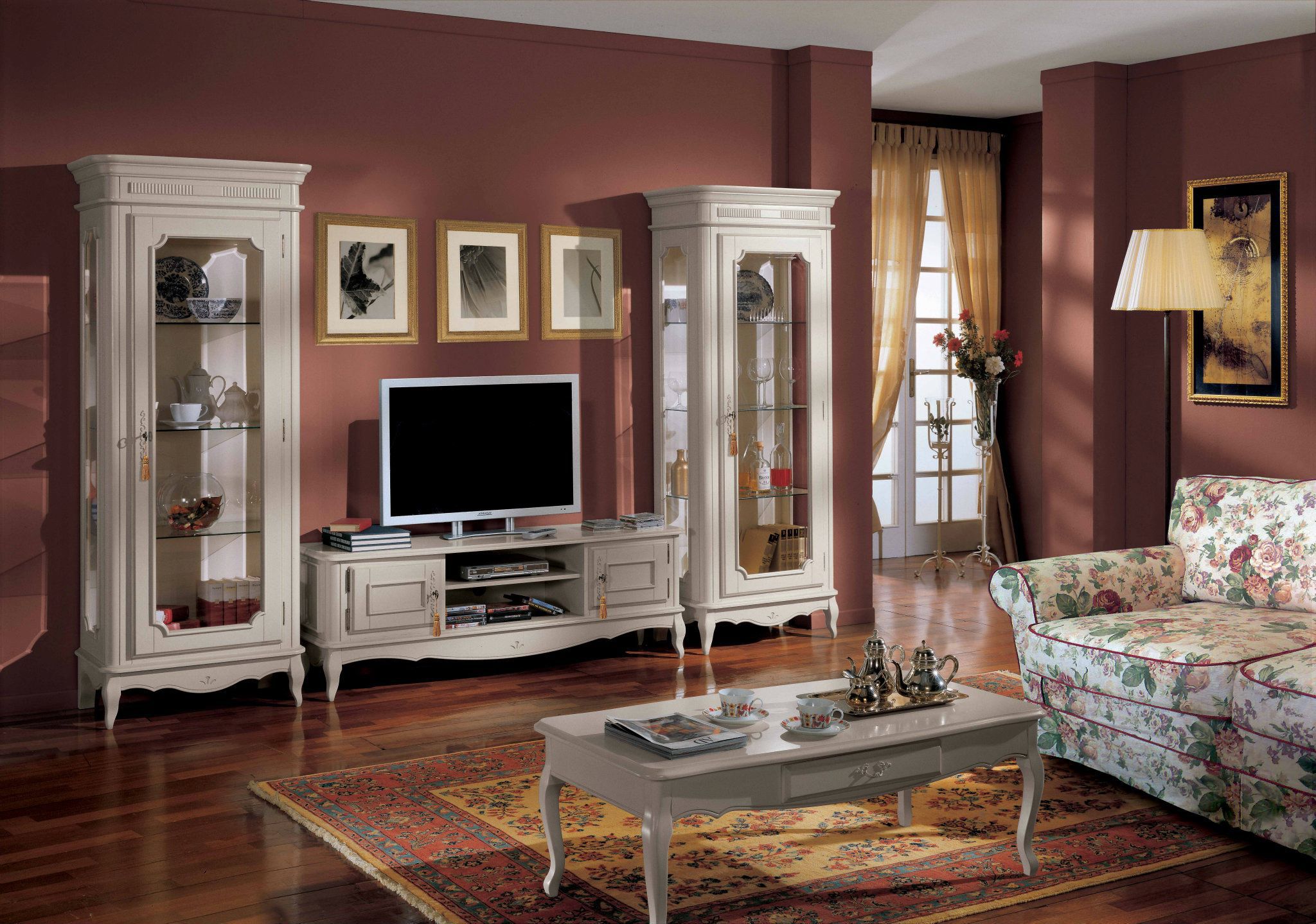 maroon living room paint