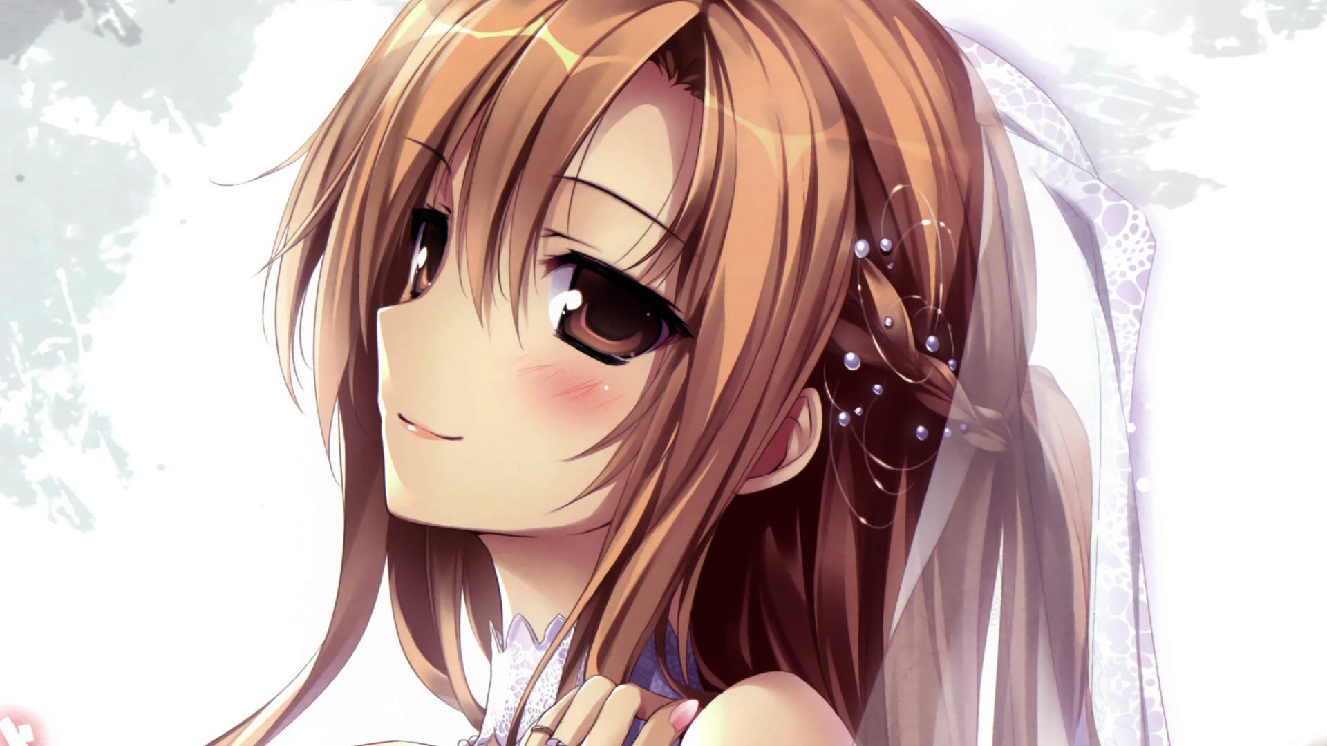 Anime girl Yuuki Asuna in a wedding veil wallpapers and images