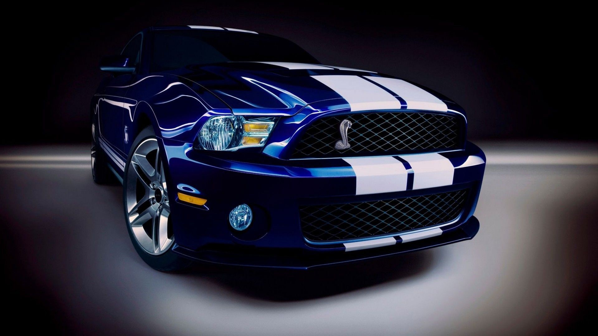Blue Mustang painted with white stripes wallpapers and images