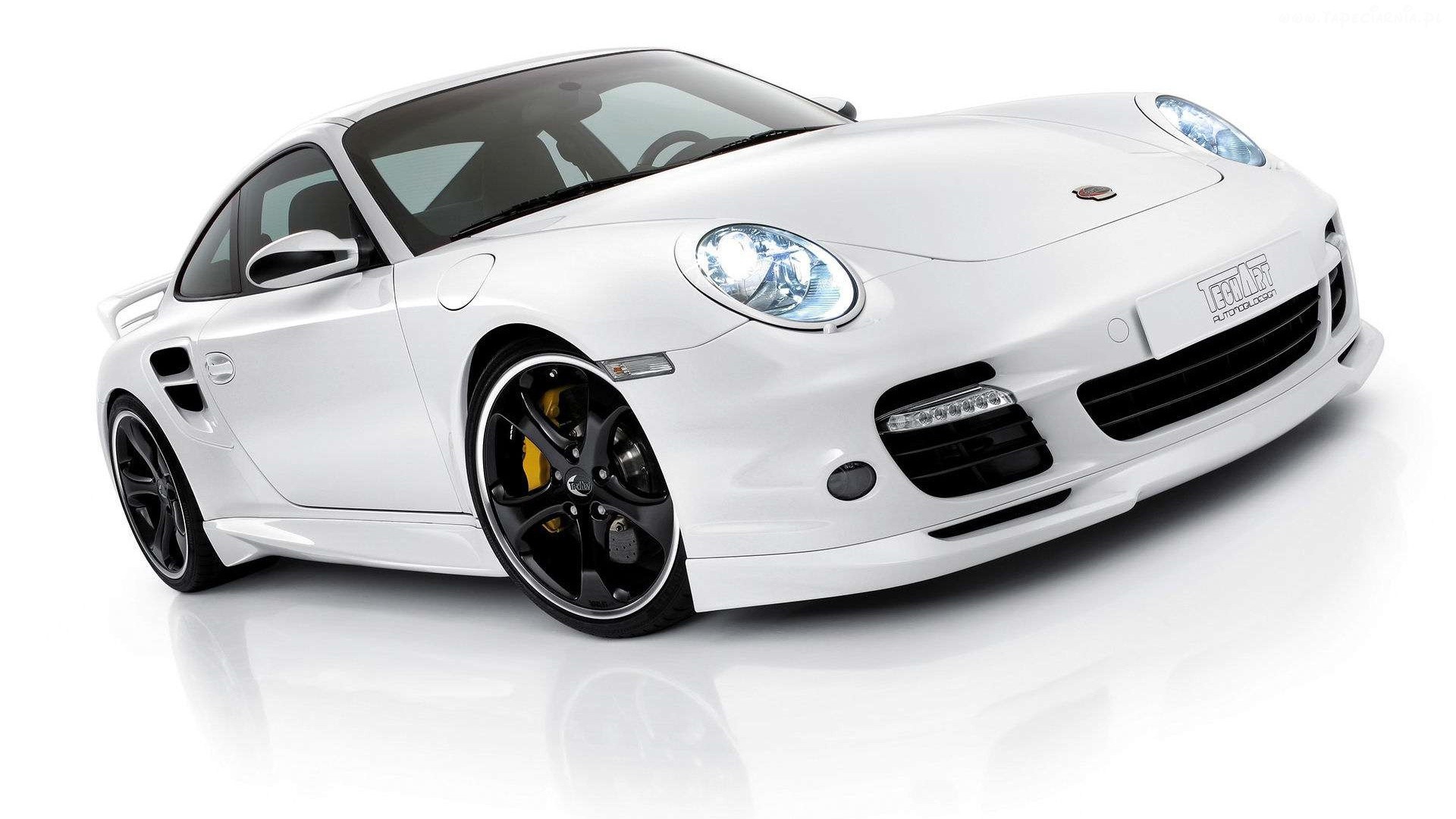 White Porsche sports car on a white background wallpapers and images  wallpapers, pictures, photos