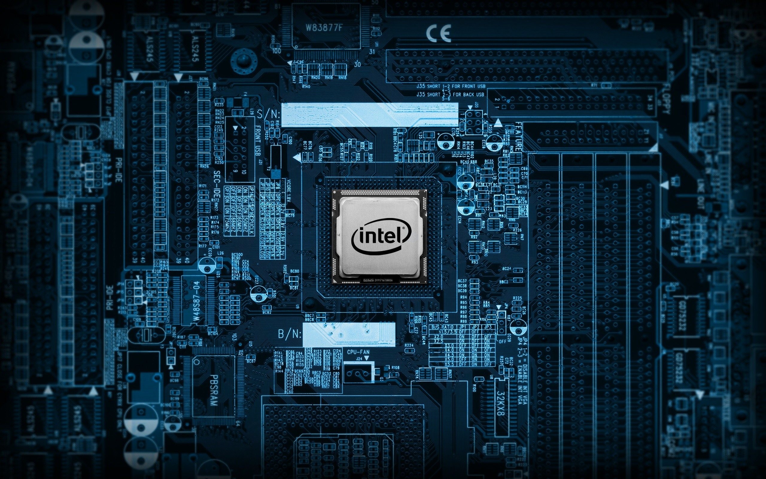 Intel chip on the motherboard wallpapers and images - wallpapers