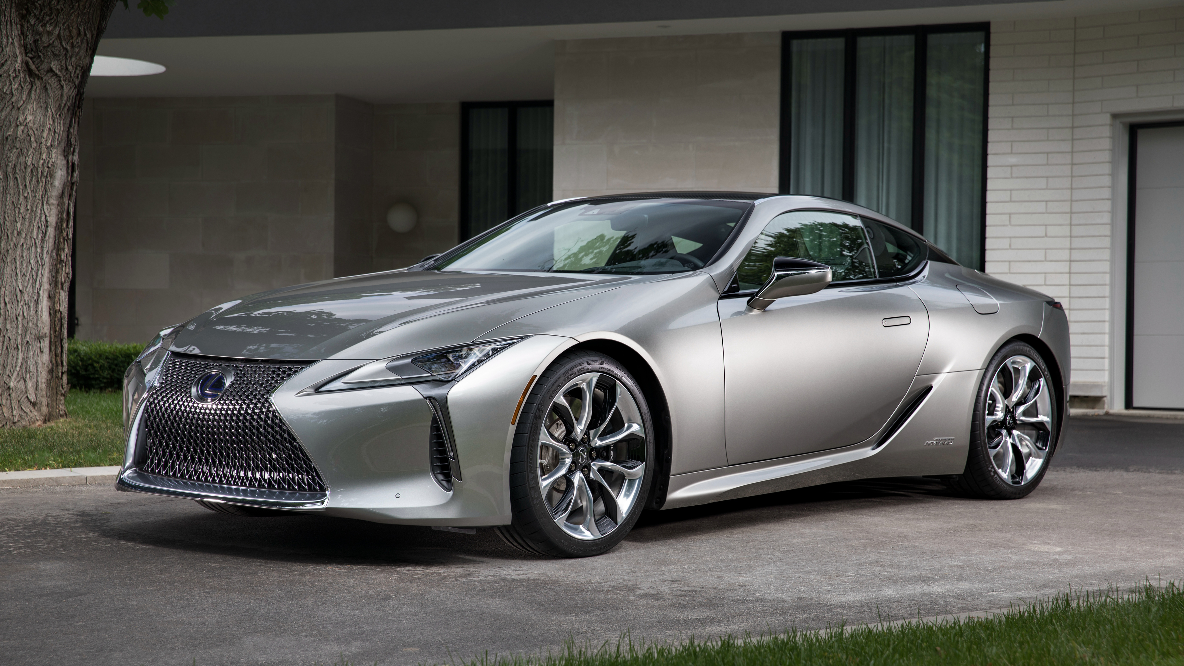 Stylish silver car Lexus LC 500h, 2018 wallpapers and images