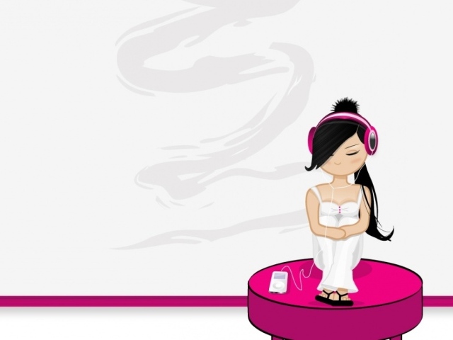 Девушка слушает iPod