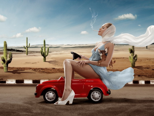 Девушка в красном автомобиле