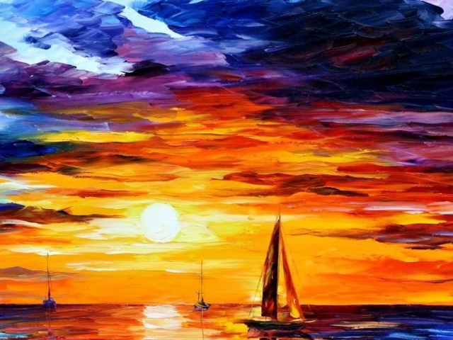Парусники на закате