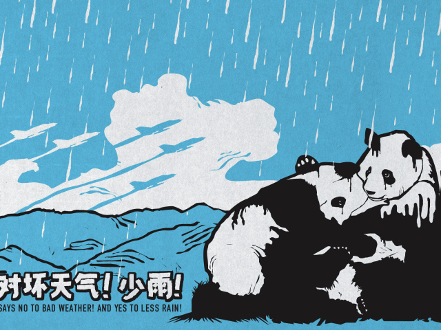 Панды под дождем