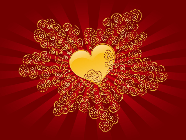 Золотое сердечко в День Святого Валентина