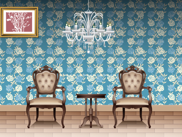 Голубая цветочная комната