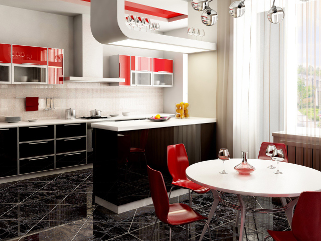 Кухня и столовая / красный и черный цвет