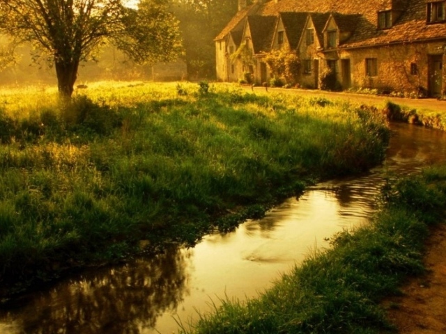 Закат Деревенские дома