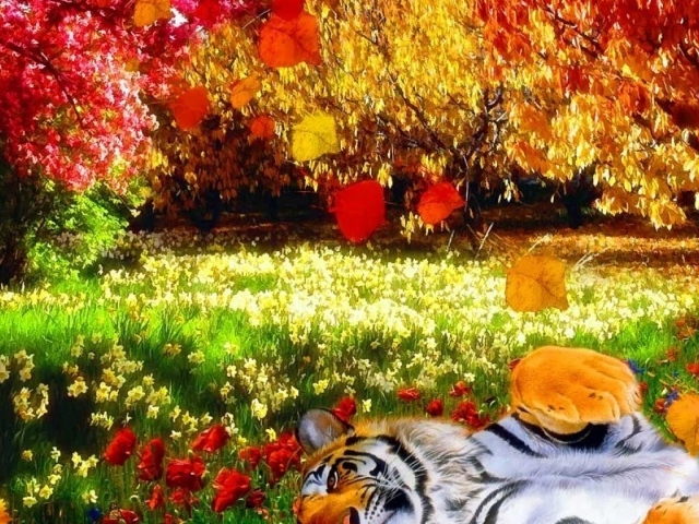 Тигр в цветах