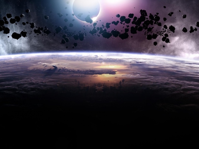 Обломки падающего астероида