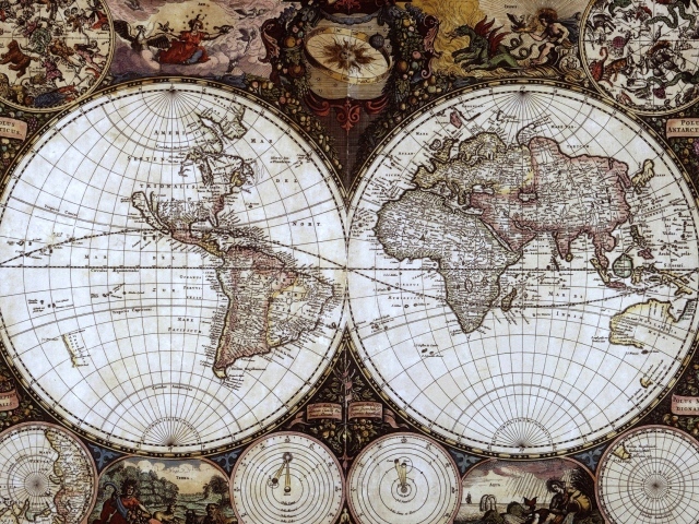 Старинная карта мира