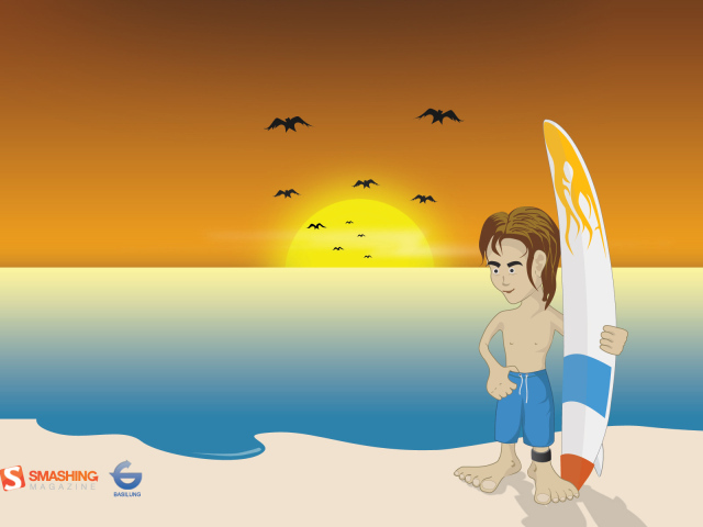 Серфер на пляже