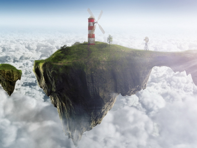 Ветреная мельница на висячем острове