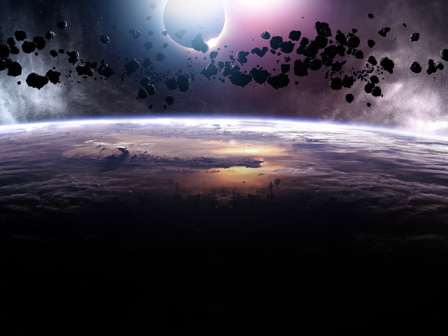 Астероиды над планетой