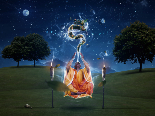 Монах на медитации