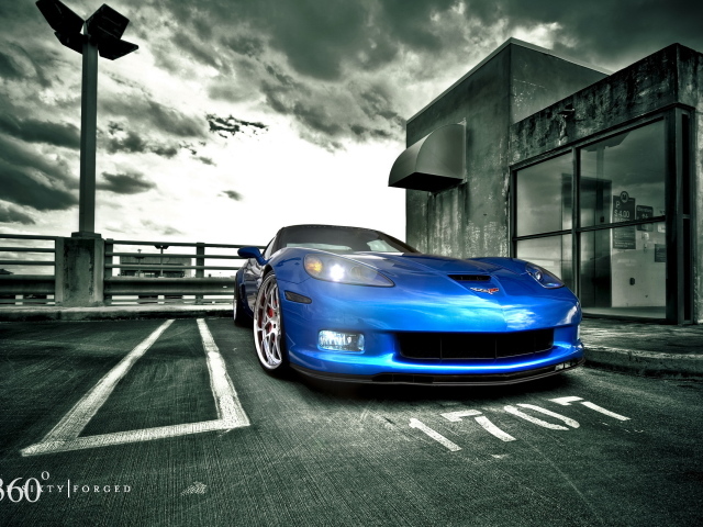 голубой Chevrolet-Corvette-Z06