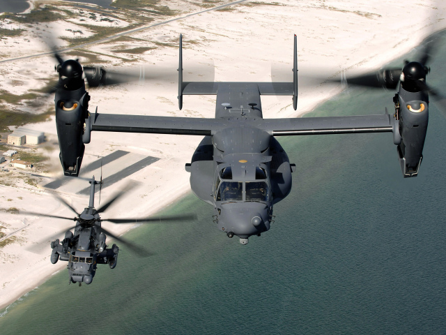 Конвертоплан и вертолет