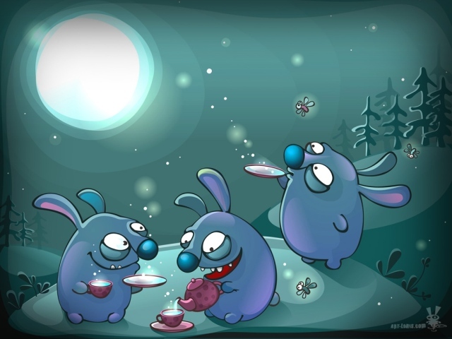 Зайцы пьют чай