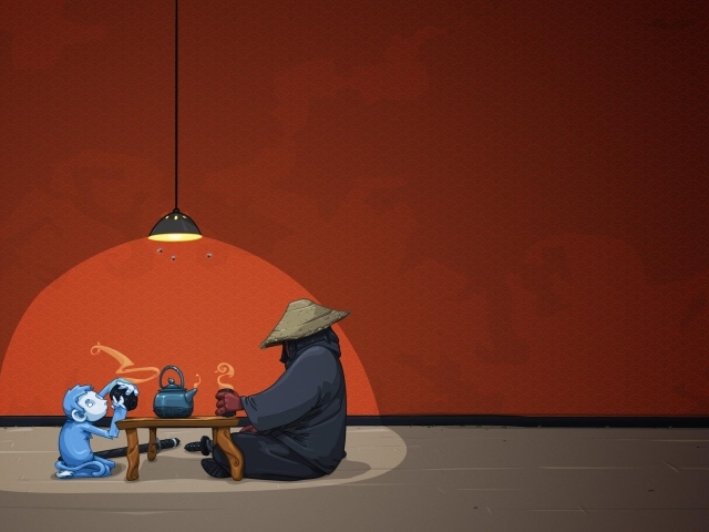 Чайная церемония с обезьяной