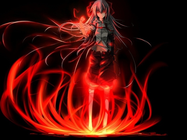 Аниме девочка в пламени